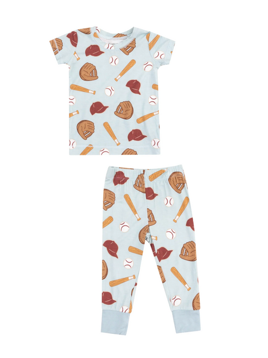 Short Sleeve Loungewear Set - Baseball