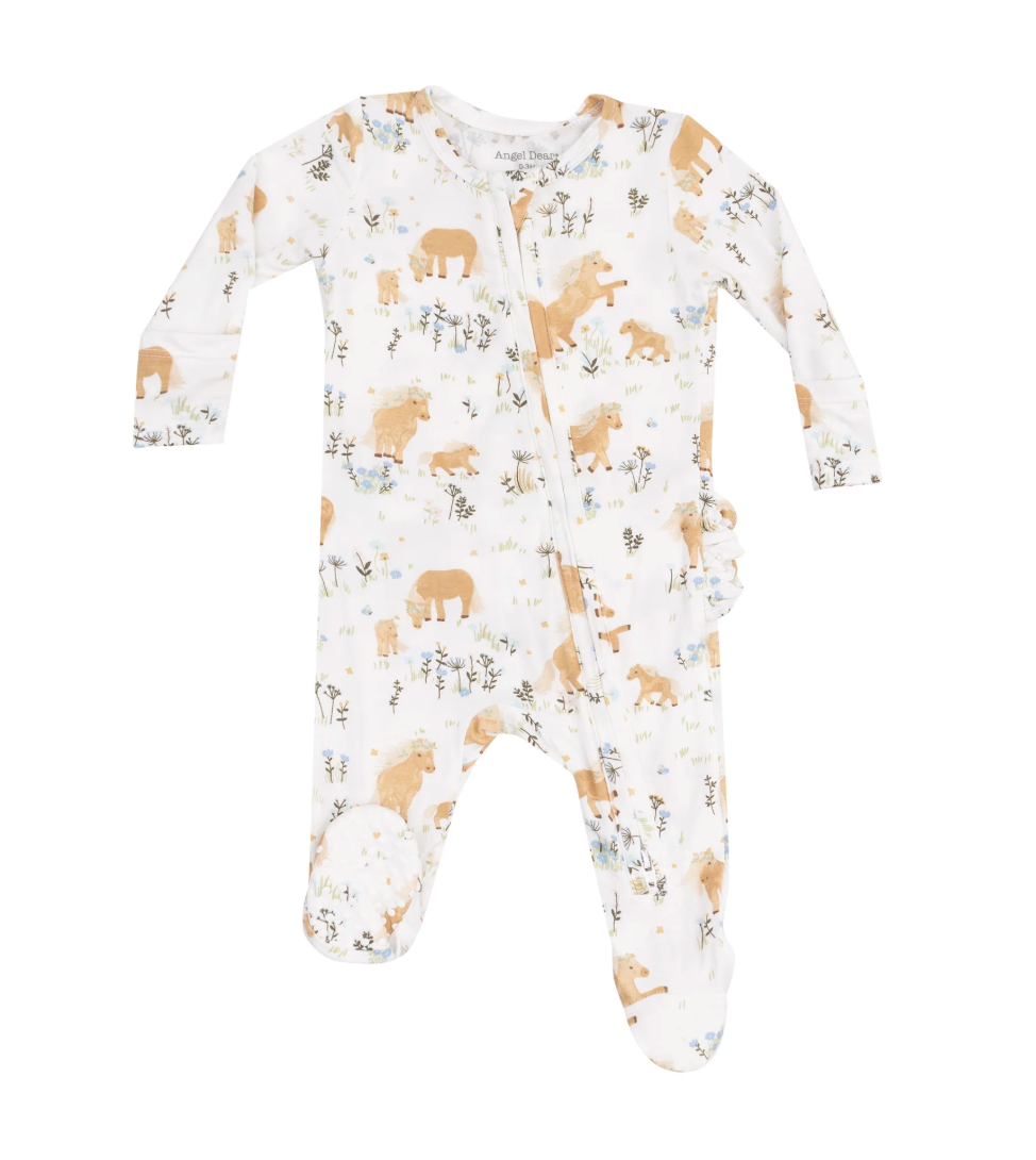 2 Way Zipper Ruffle Back Footie - Pretty Ponies