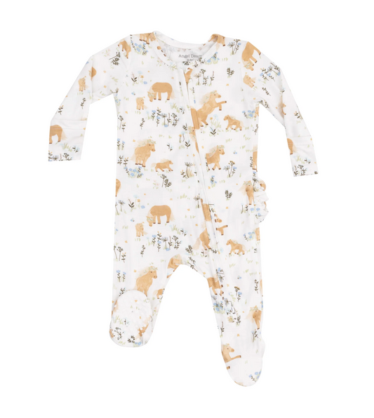 2 Way Zipper Ruffle Back Footie - Pretty Ponies