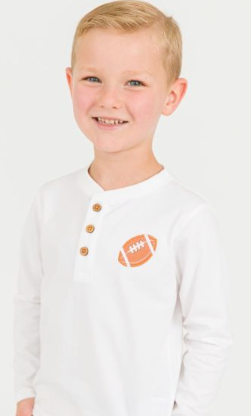 Football White Knit | Long Sleeve Henley