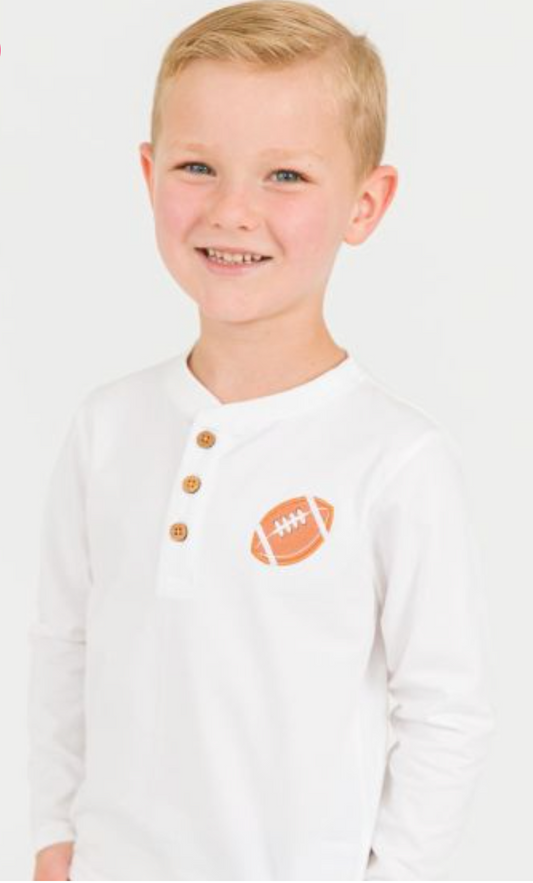 Football White Knit | Long Sleeve Henley
