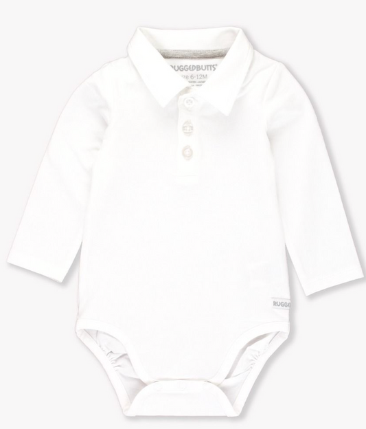 Knit Polo Bodysuit | White