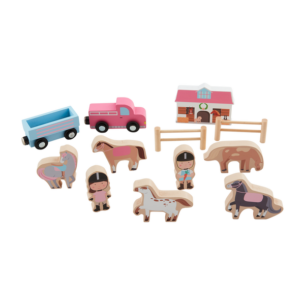 Wood Horse Stable Set