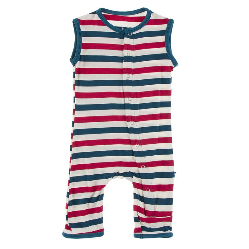 USA Stripe Print Tank Romper