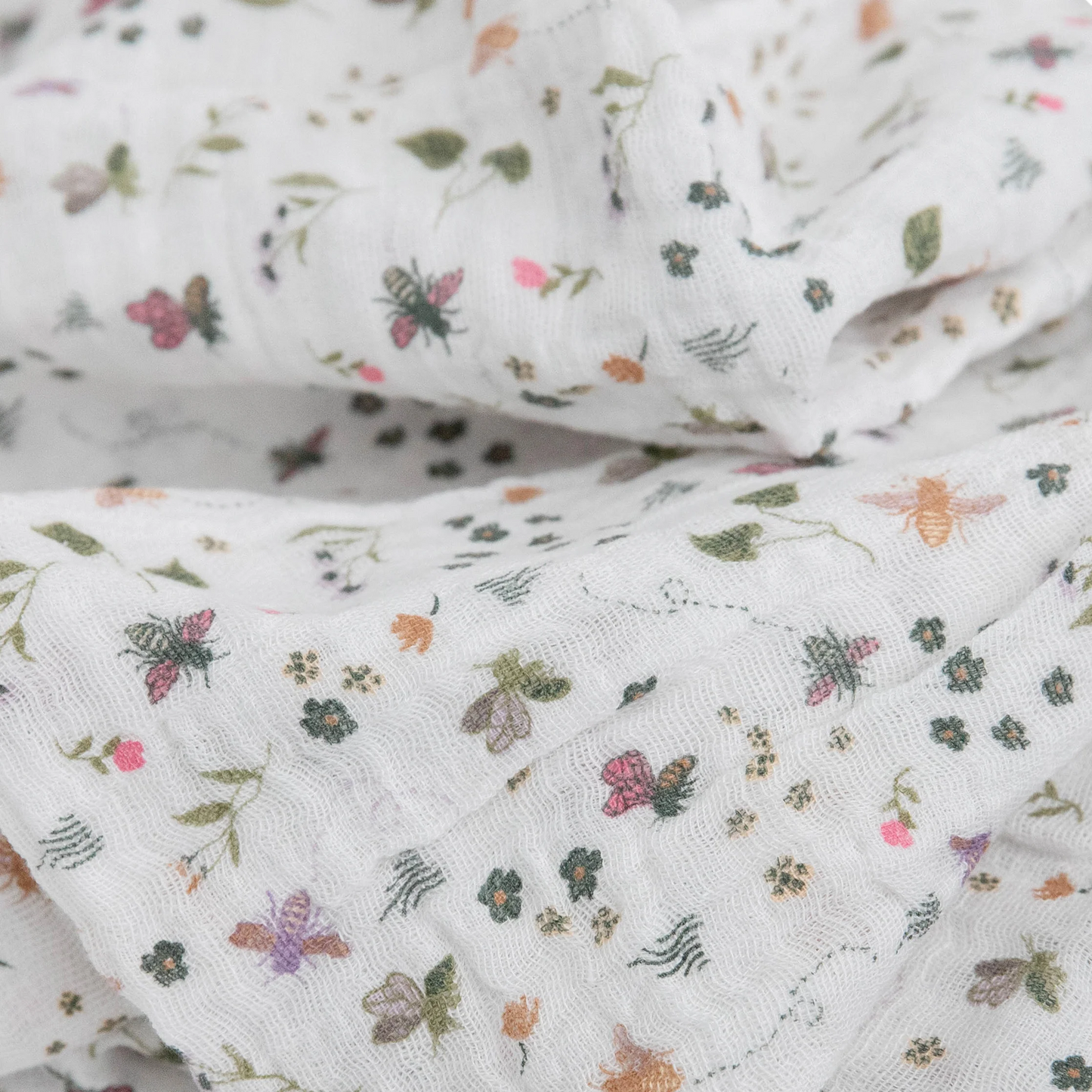 Garden Bees Cotton Muslin Swaddle Blanket