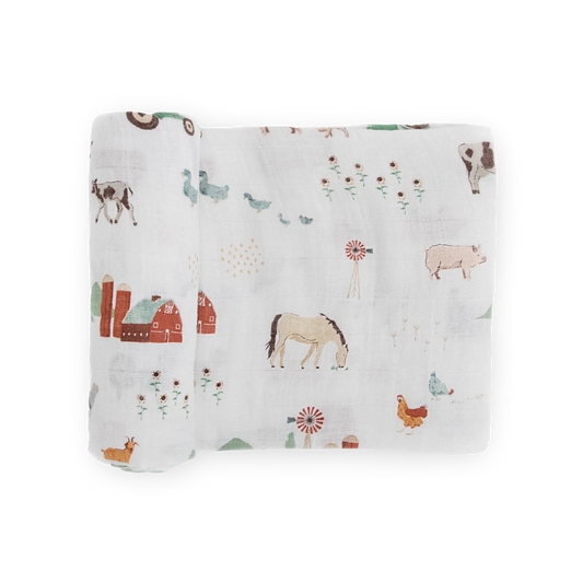 Farmyard Cotton Muslin Swaddle Blanket