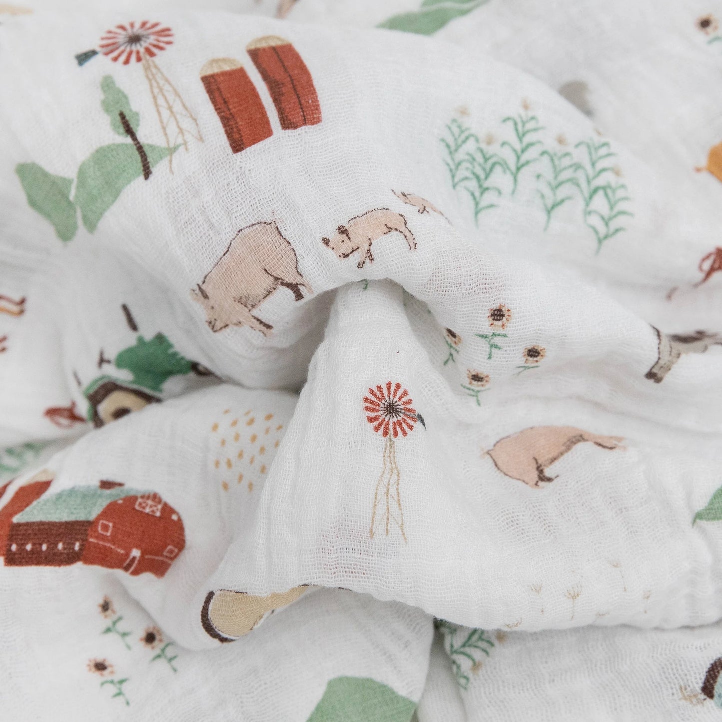 Farmyard Cotton Muslin Swaddle Blanket