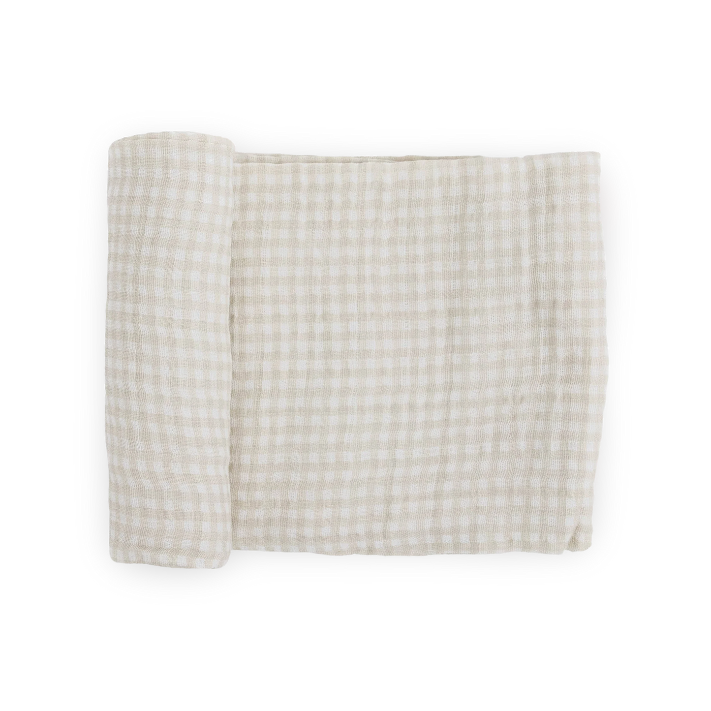 Tan Gingham Cotton Muslin Swaddle Blanket