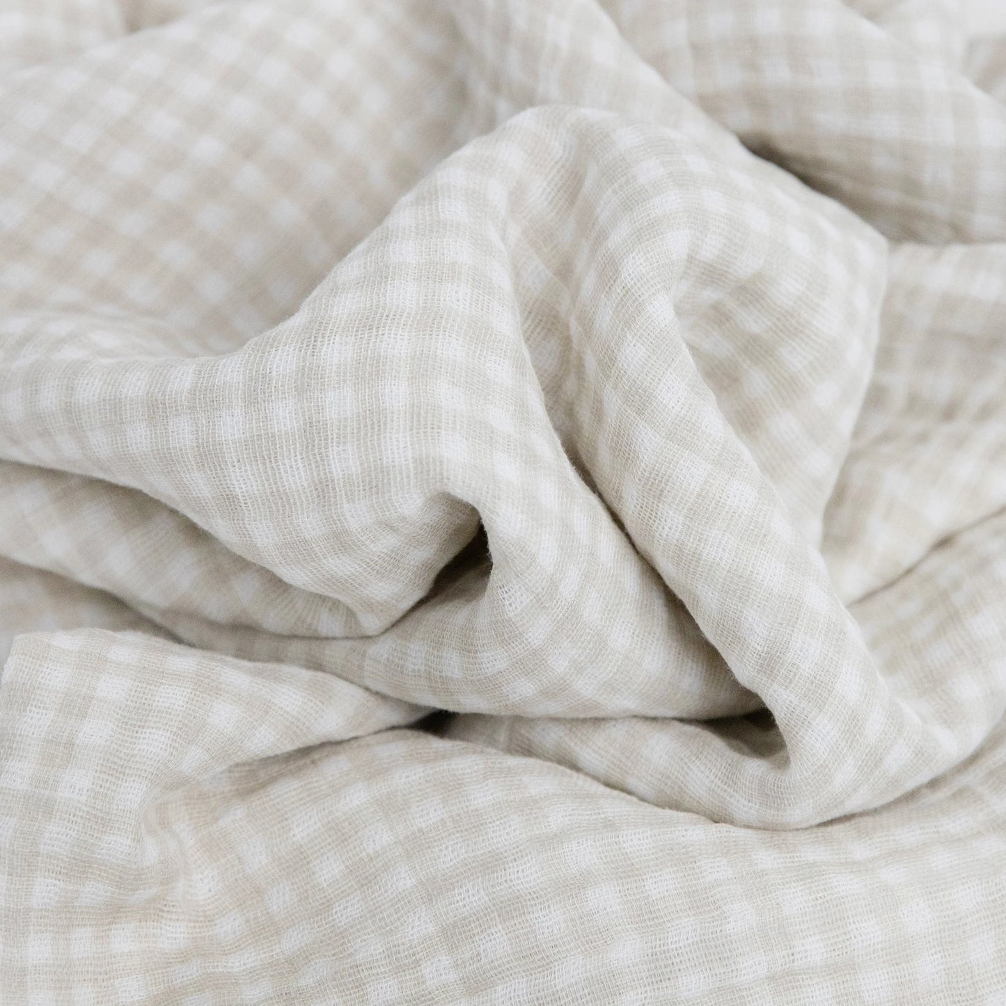 Tan Gingham Cotton Muslin Swaddle Blanket