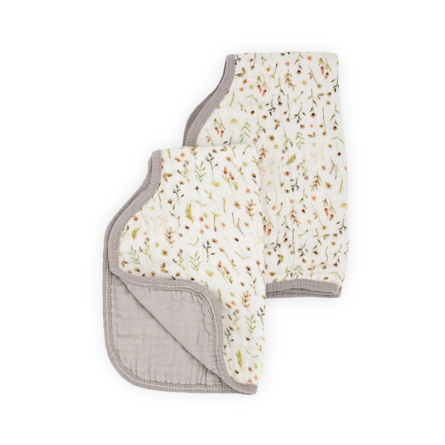 Floral Field + Driftwood Organic Cotton Muslin Burp Cloth 2 Pack