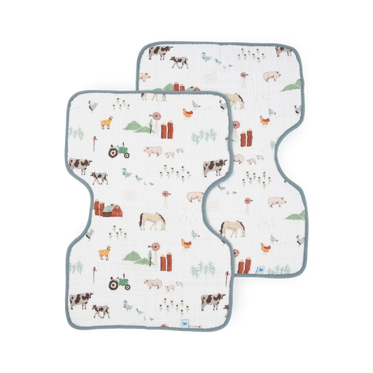 Farmyard Cotton Muslin Burp Cloth 2 Pack