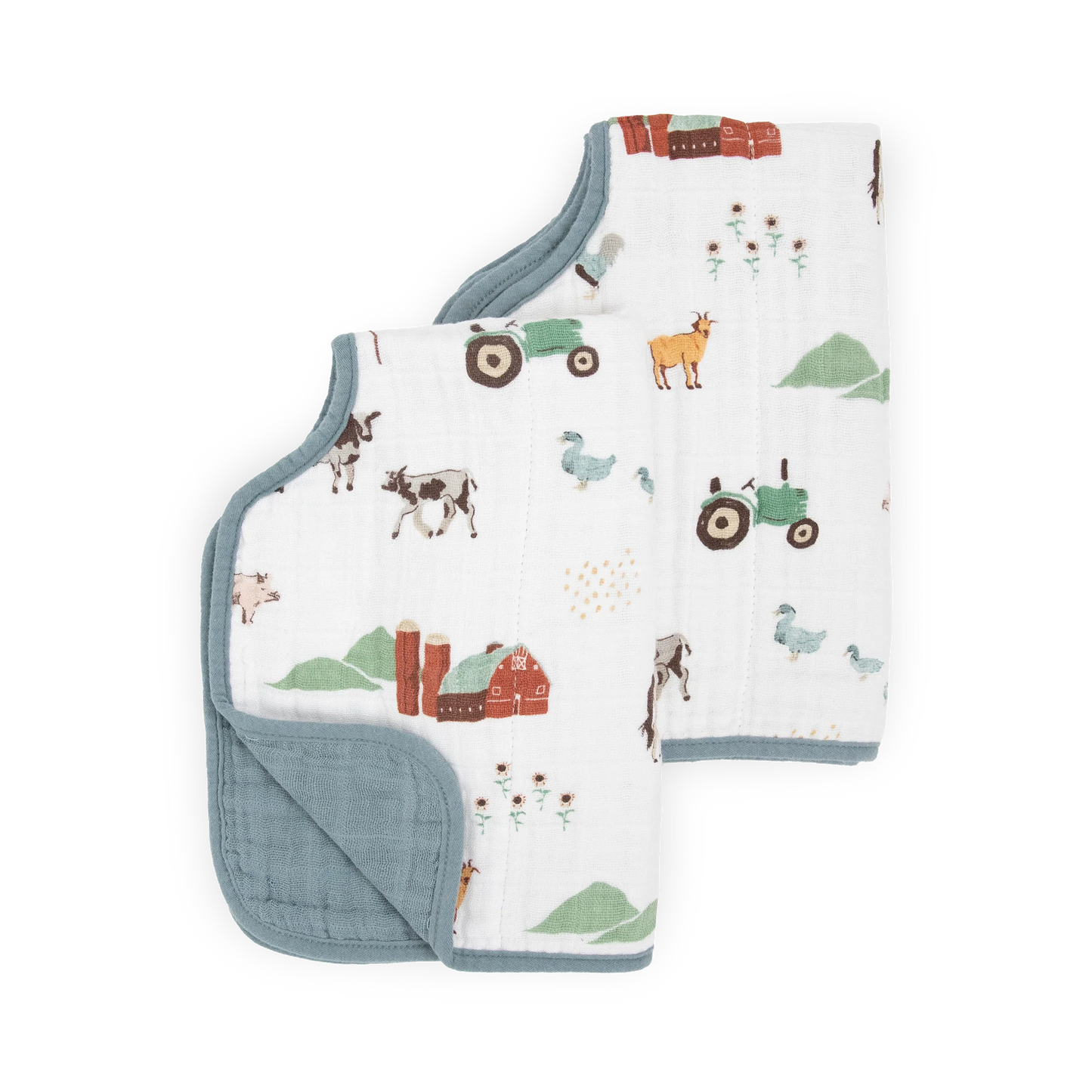 Farmyard Cotton Muslin Burp Cloth 2 Pack