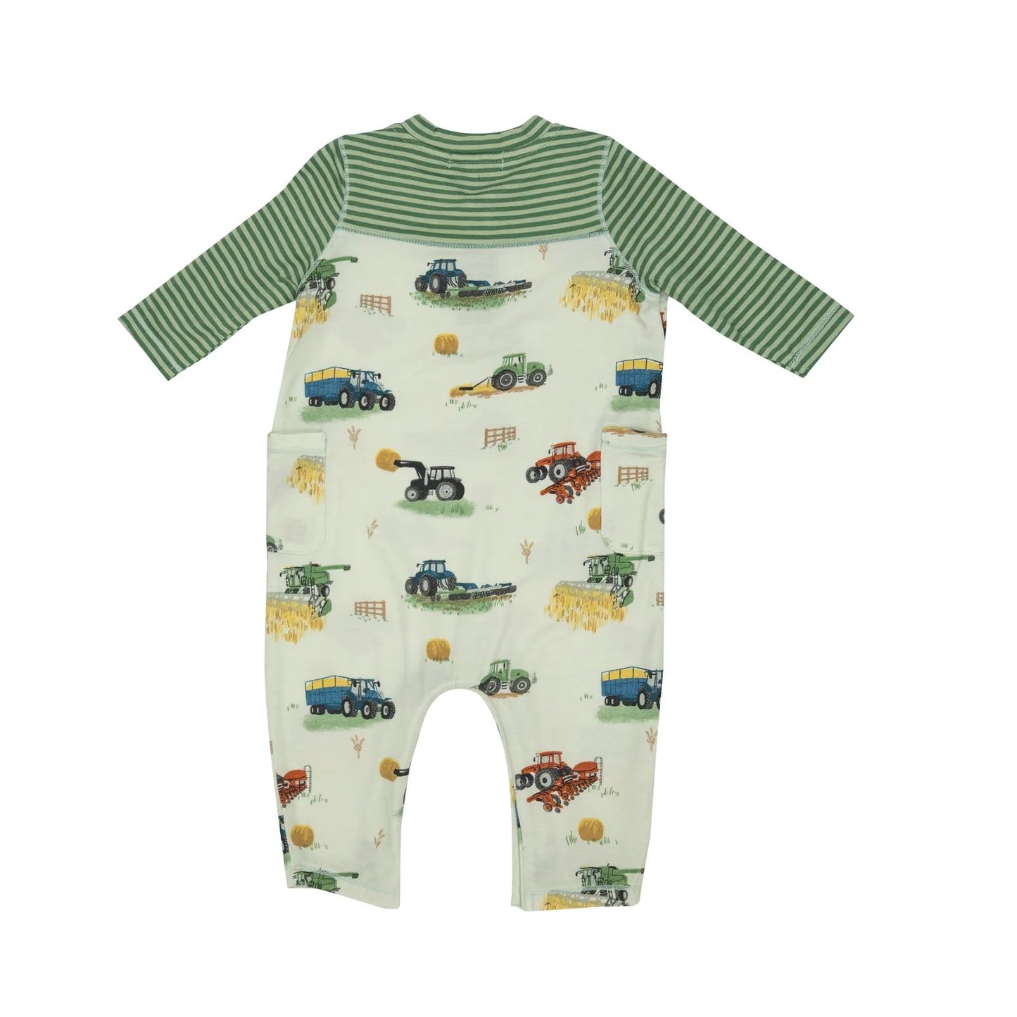 Farm Machines Romper w/ Contrast Sleeve