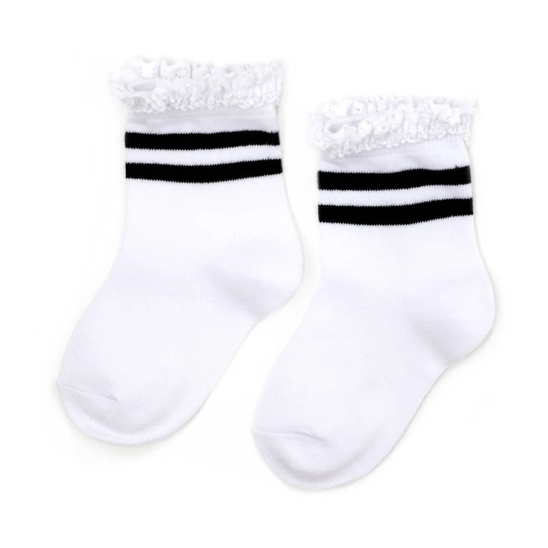 White/Black Striped Lace | Midi Sock