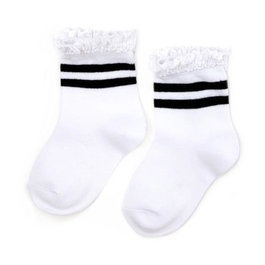 White/Black Striped Lace | Midi Sock