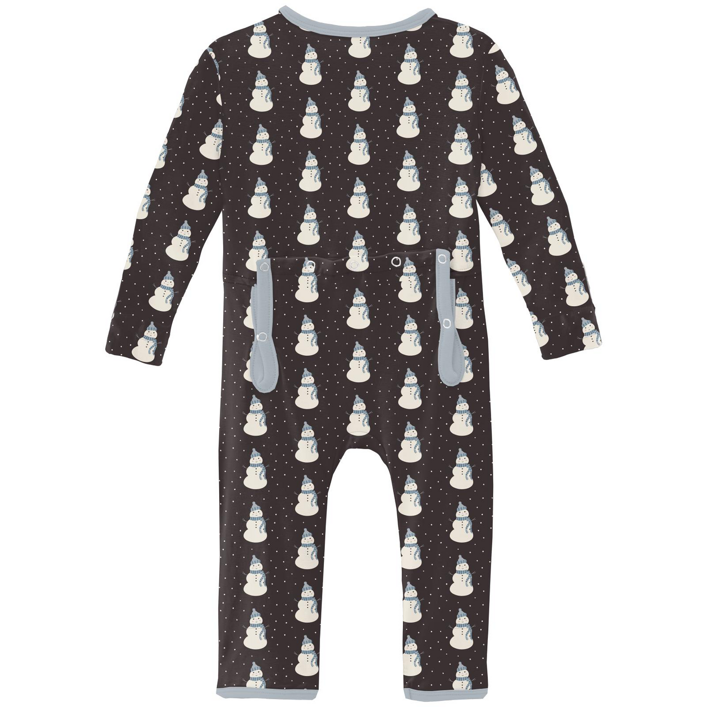 Midnight Tiny Snowman Print Coverall with 2 Way Zipper