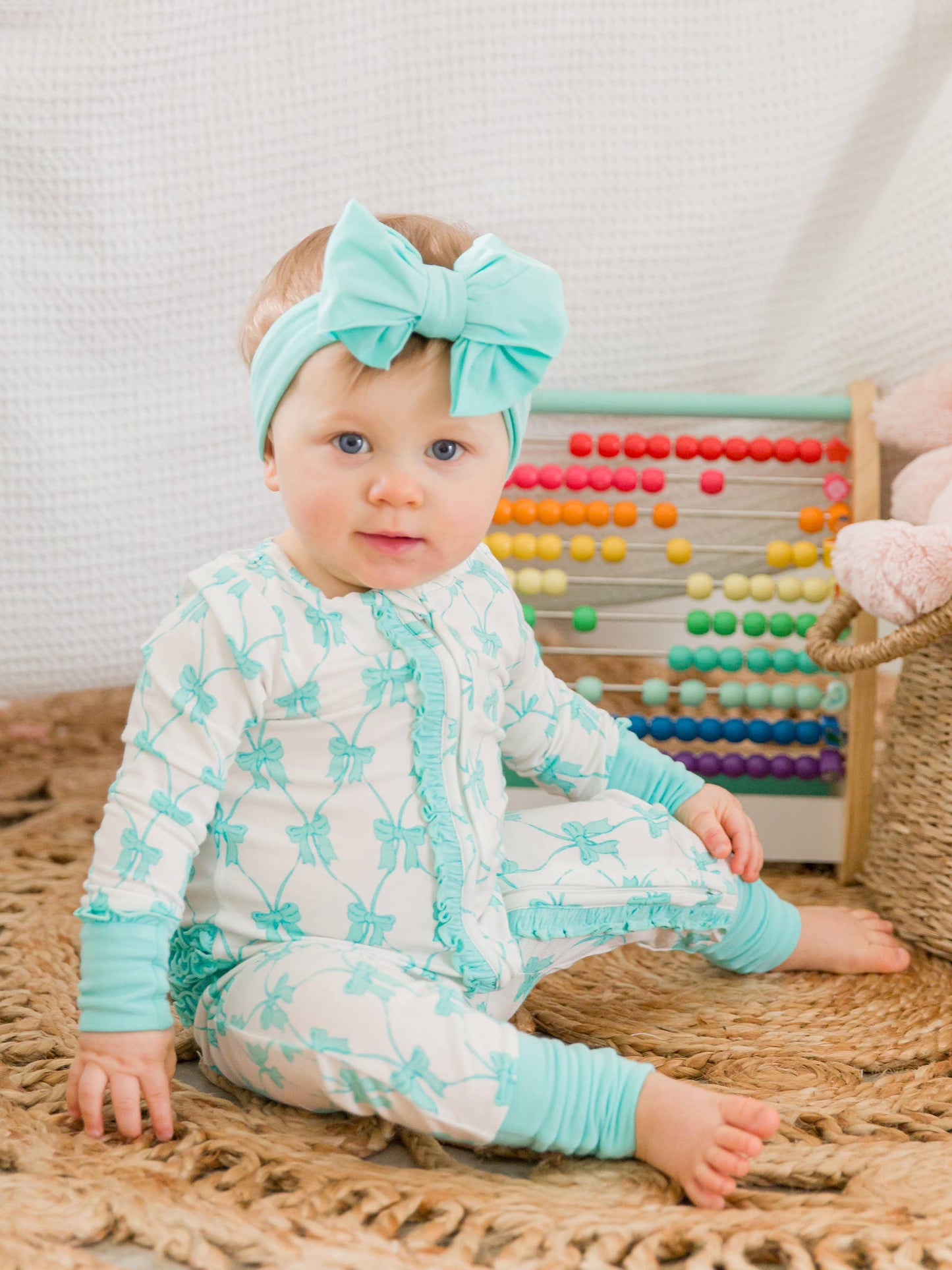 Girls Island Blue Big Bow Headband