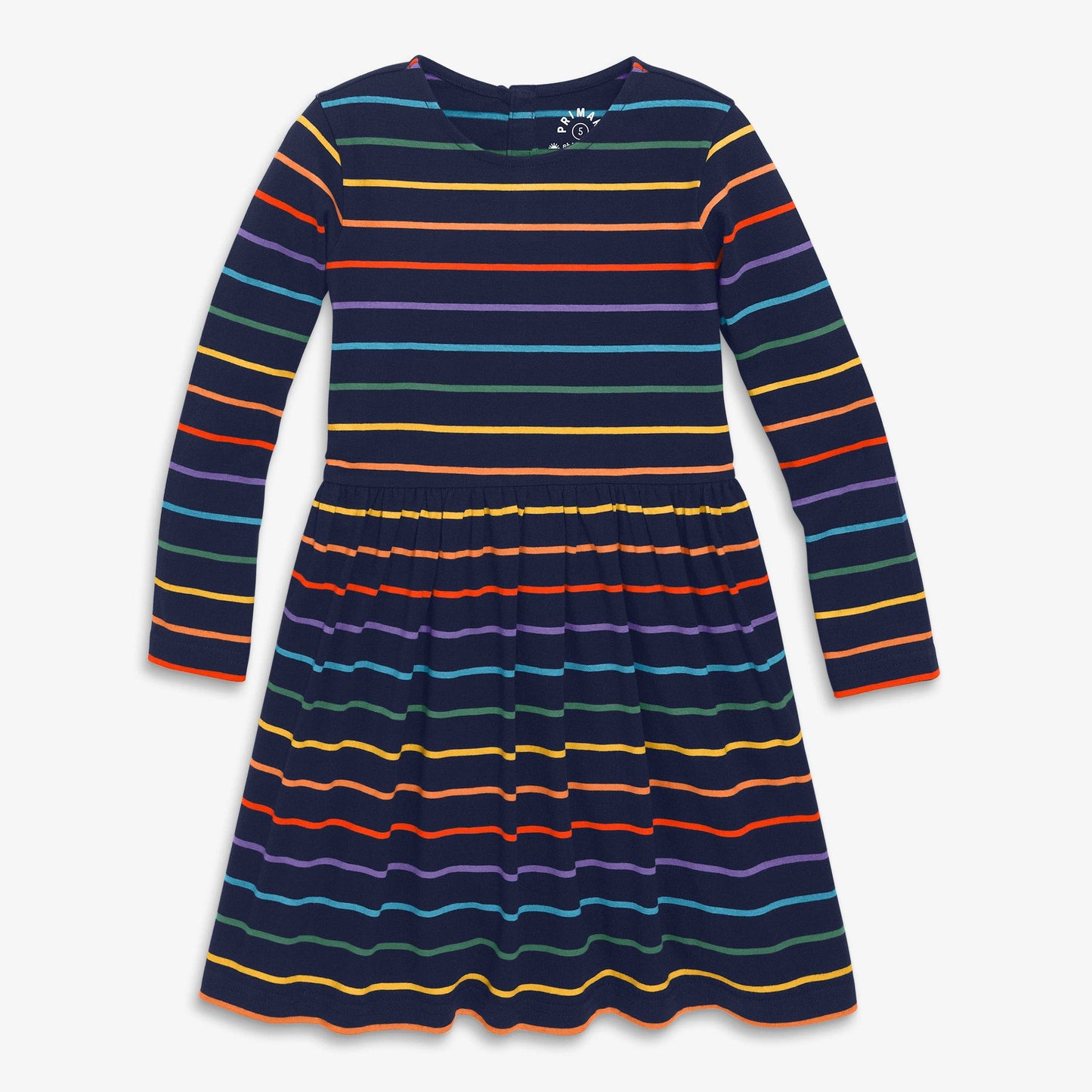 Long Sleeve Perfect Pocket Dress In Rainbow Stripe