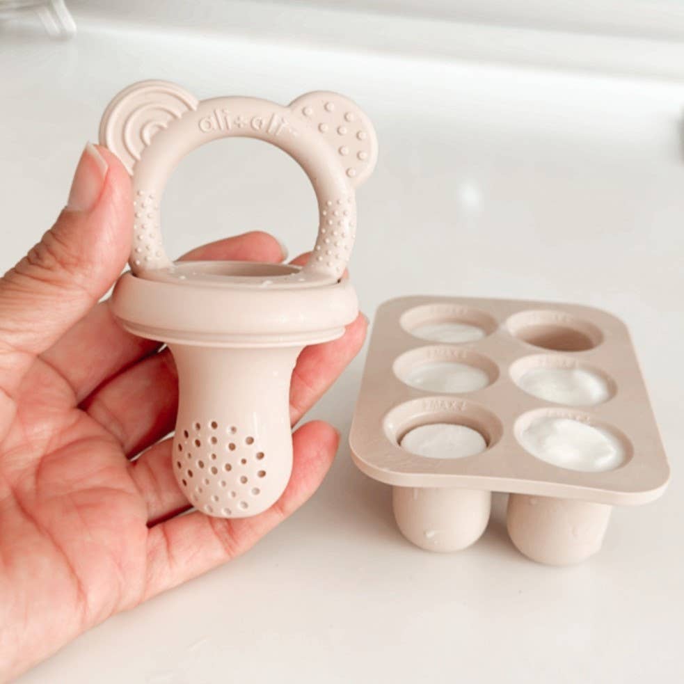 Food & Fruit Pacifier Feeder & Freezer Tray (Mist-Taupe) 3pc