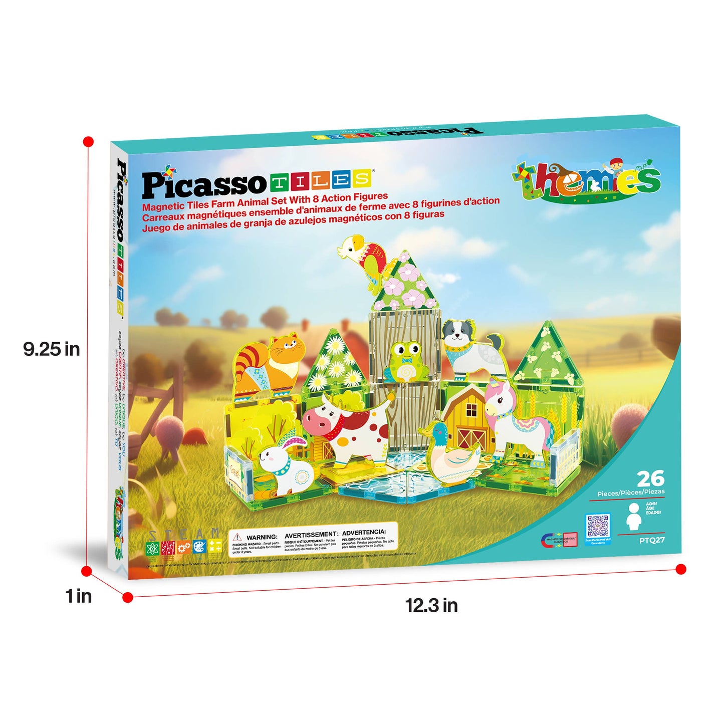 PicassoTiles 26pc Magnetic Tile (Farm Theme) Toy Set