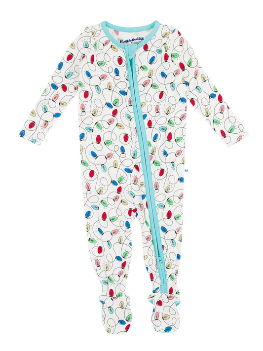 Baby Boys Holiday Lights Bamboo Viscose Footed One Piece Pajama