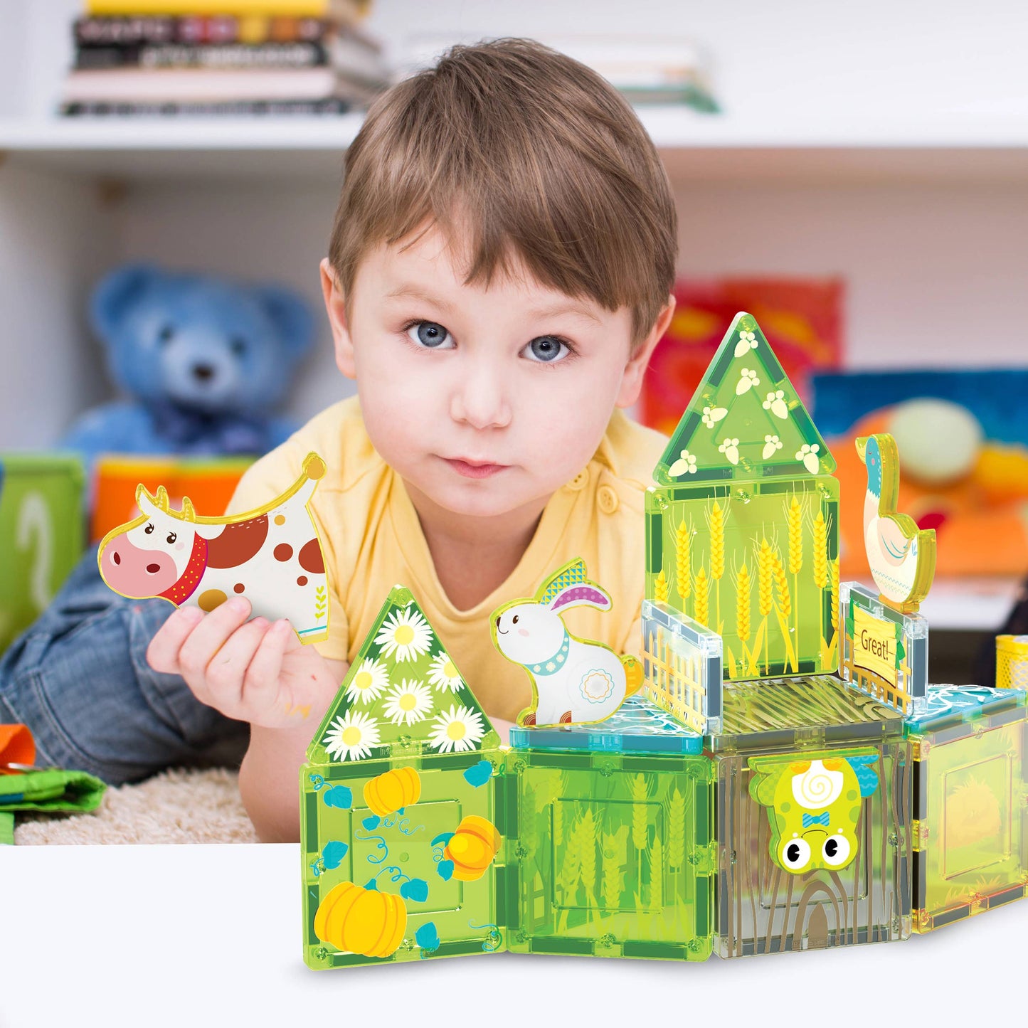 PicassoTiles 26pc Magnetic Tile (Farm Theme) Toy Set