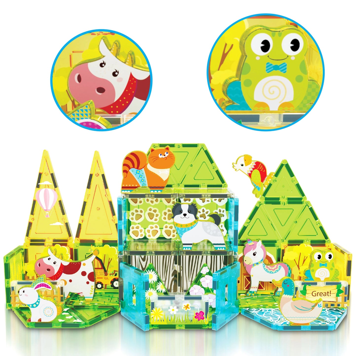 Magnet Tile Building Blocks Farm Animal Set