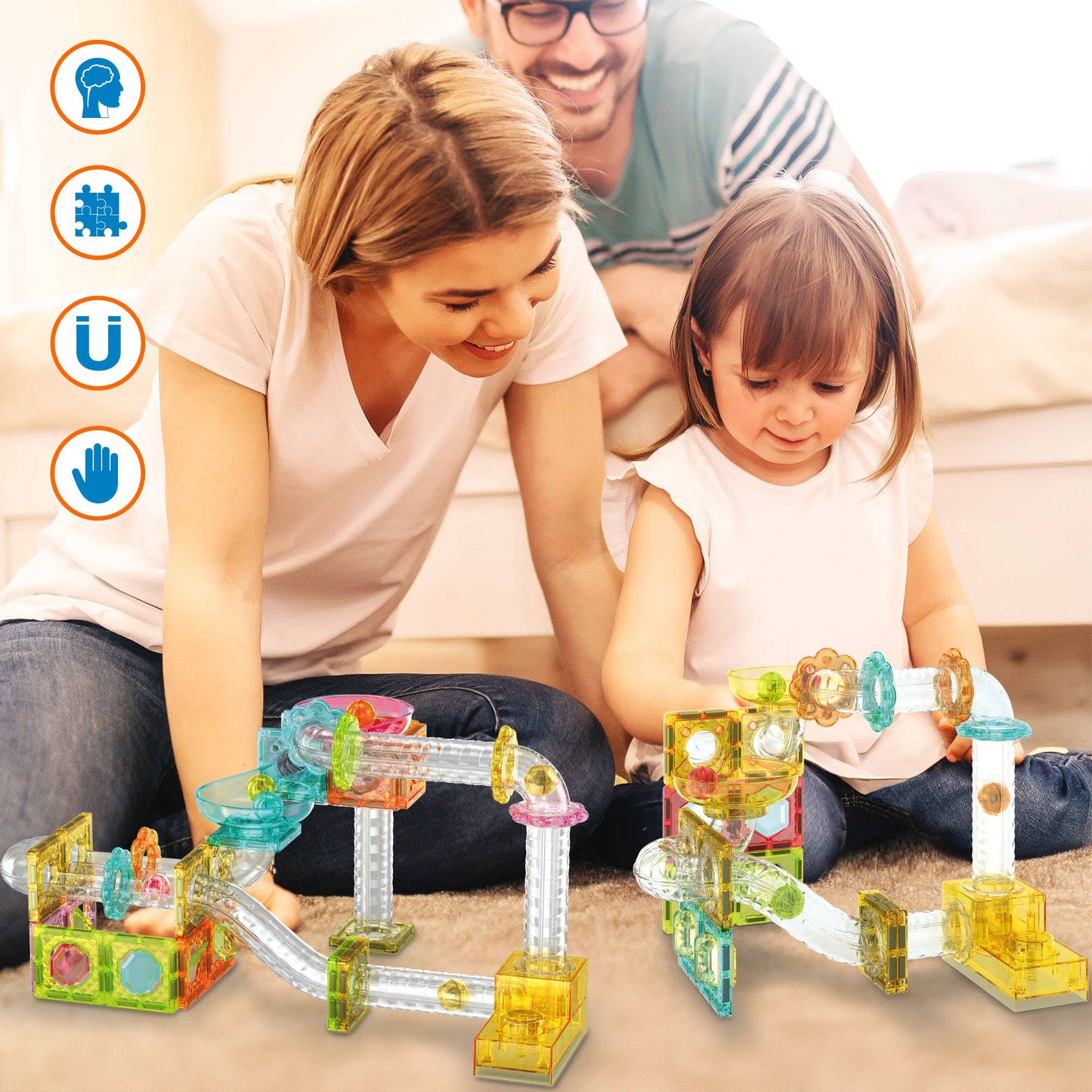 PicassoTiles (80 Pcs)(Marble Run Travel Size)