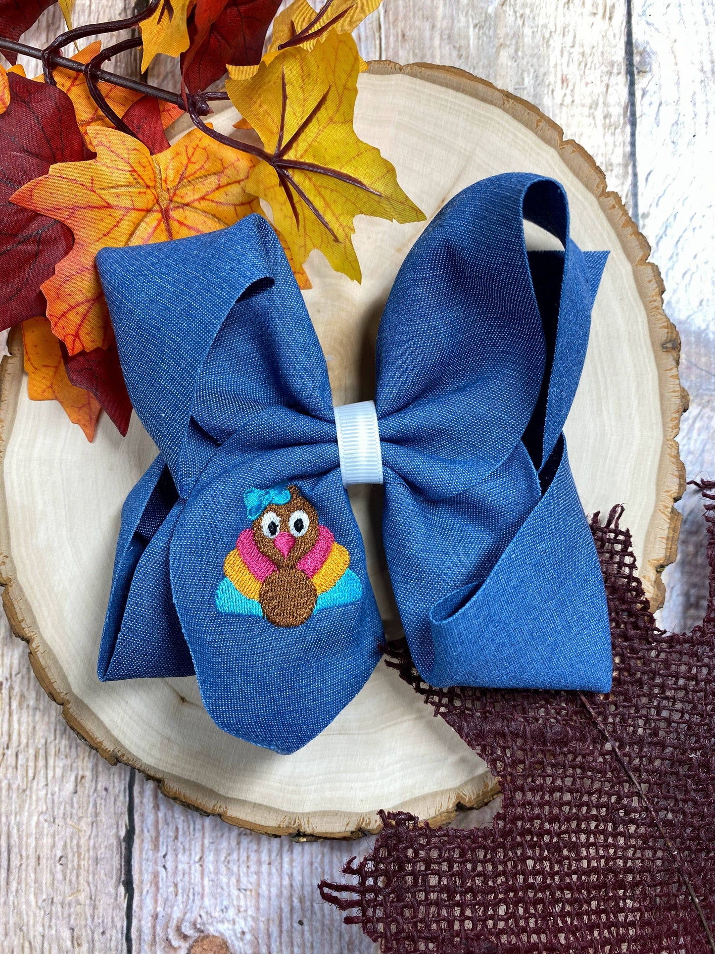 Pink Turkey | Denim Bow Hair Clip