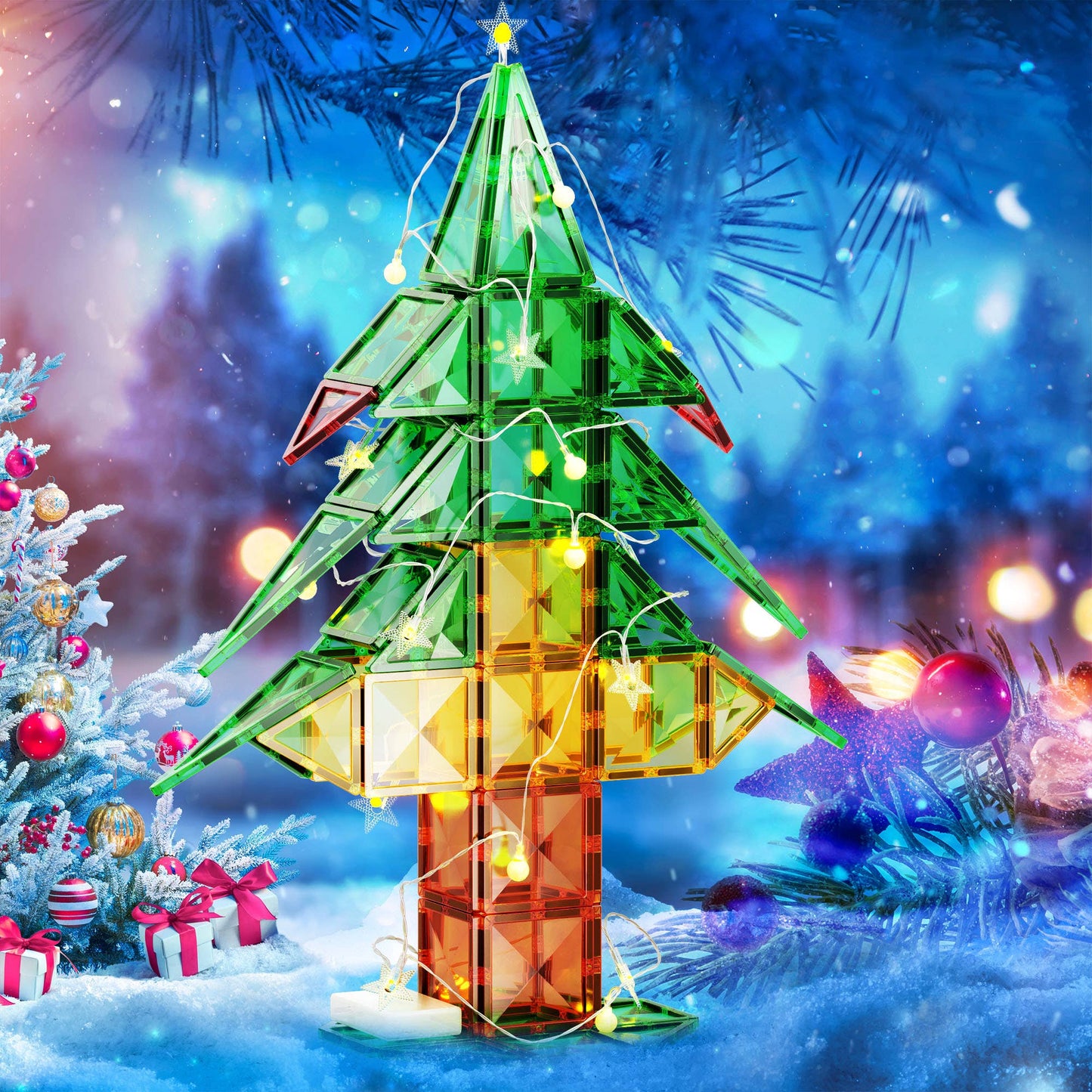 Christmas Tree Magnet Building Tiles - 106 Pieces