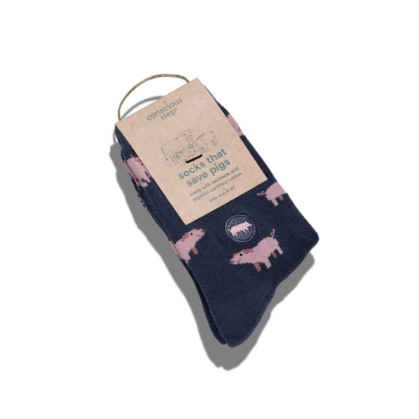 Kids Socks that Save Pigs (blue with pigs)