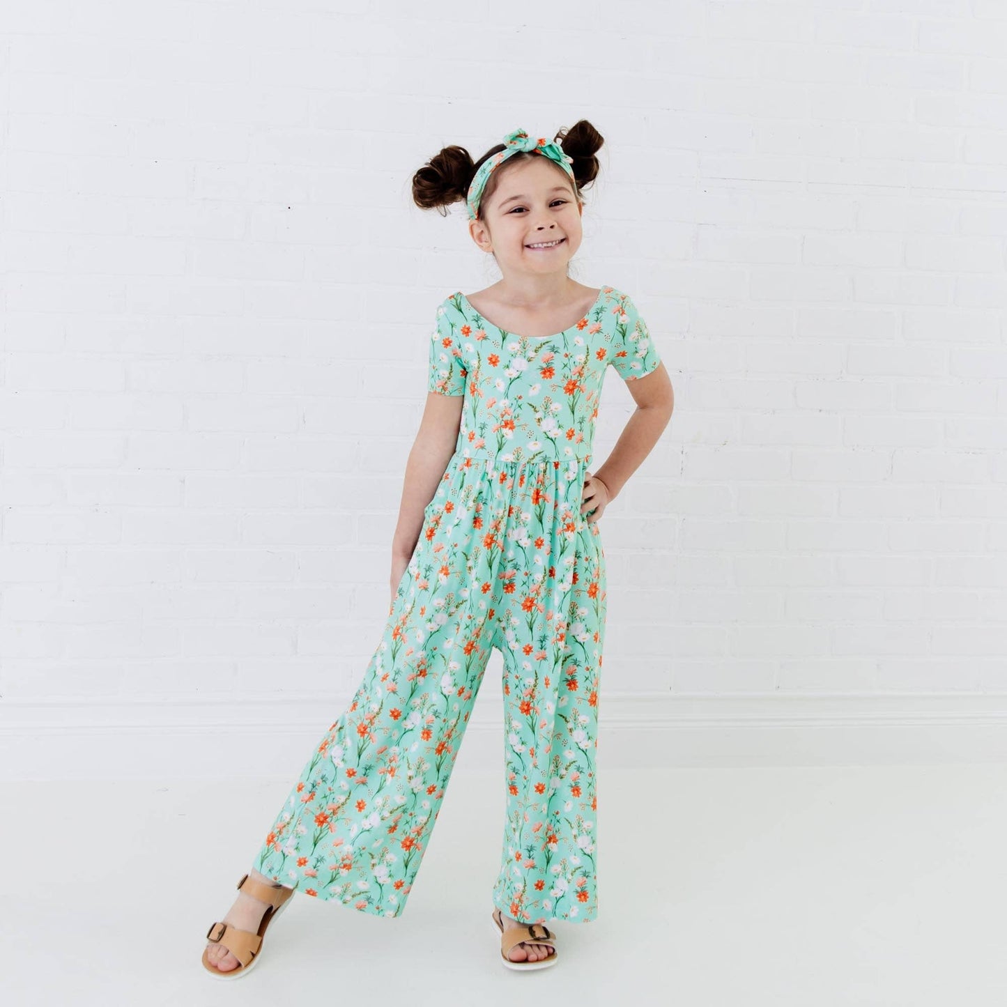 Sweet Pickings Meadow Floral Girls Bamboo Leggy Romper