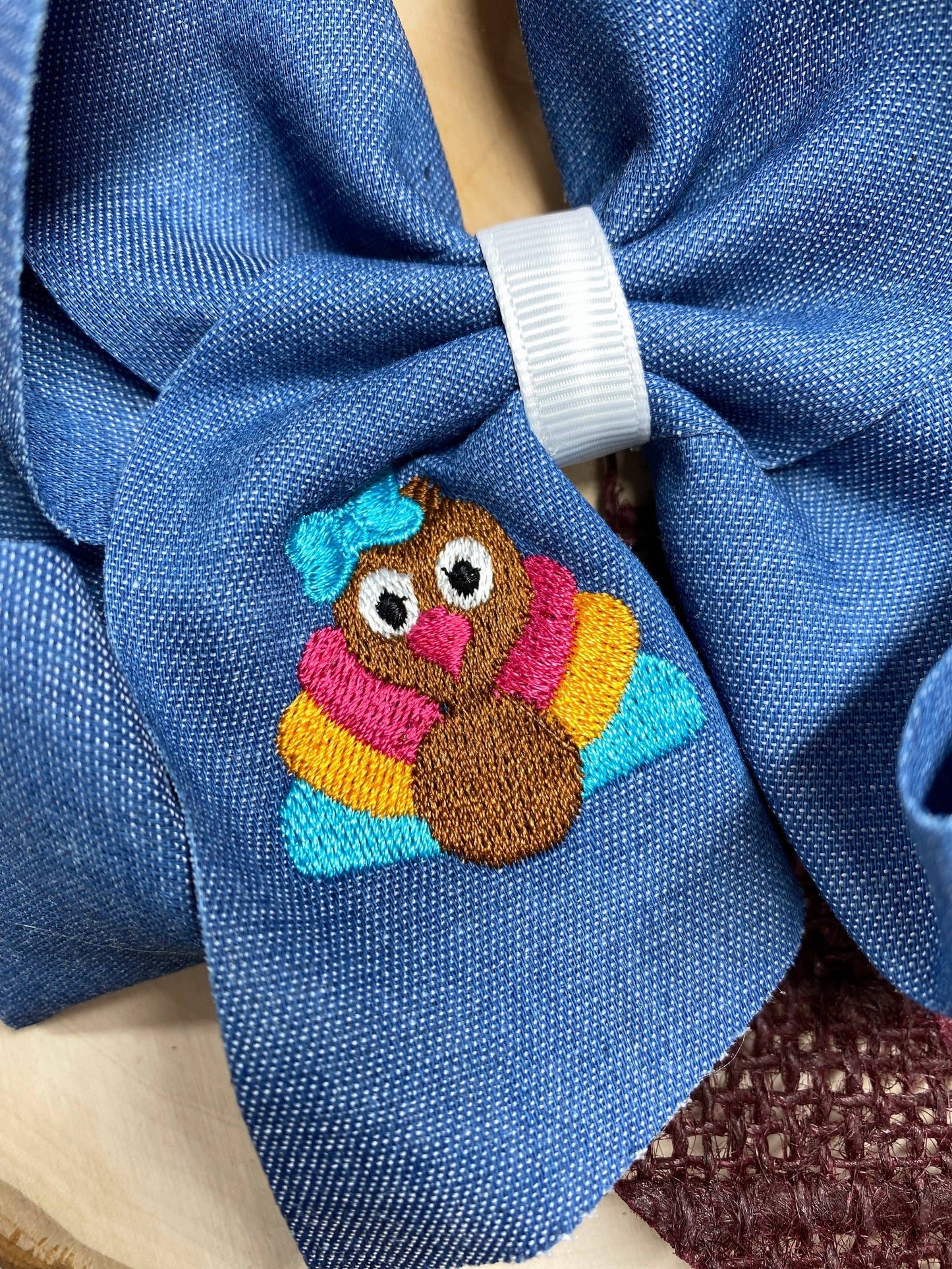 Pink Turkey | Denim Bow Headband