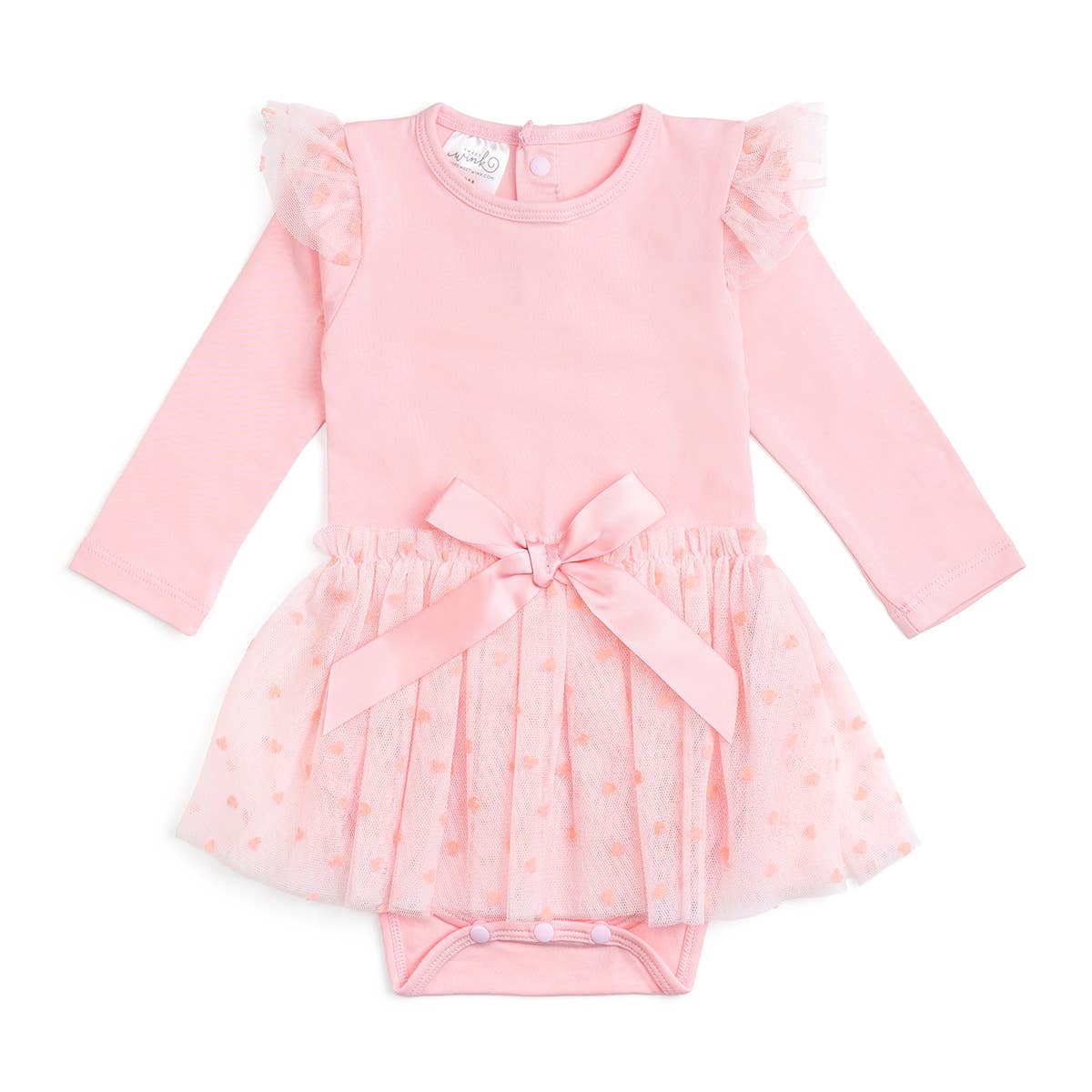Flocked Heart | Tiered Long Sleeve Tutu Bodysuit