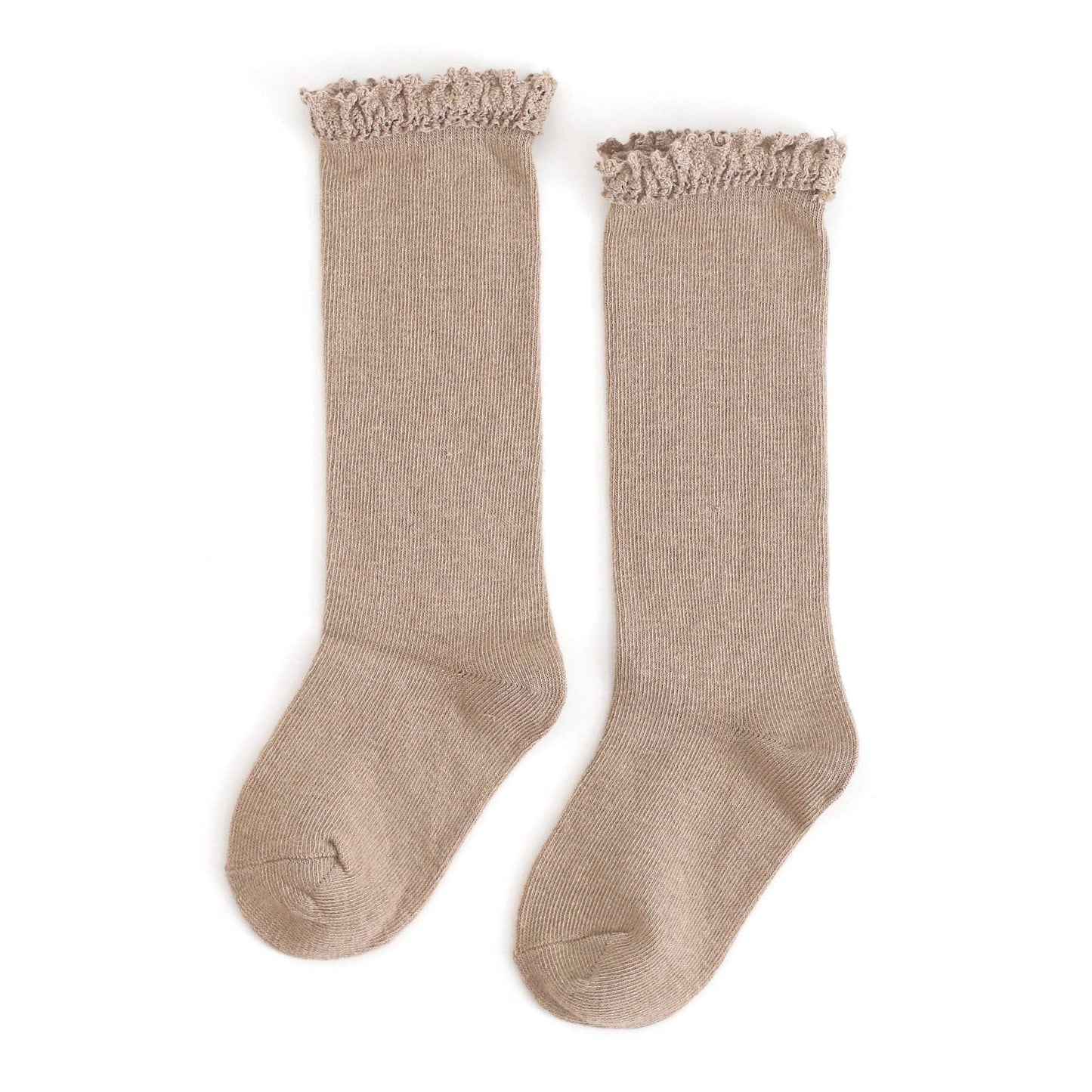 Oat | Lace Top Knee High Socks