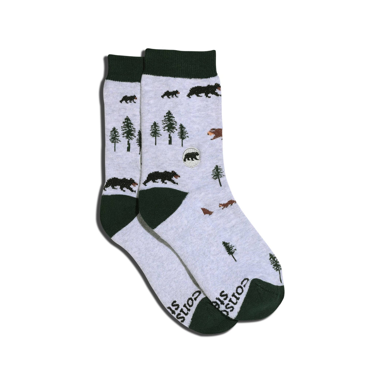 Kids Socks that Protect Bears (light grey with bears)