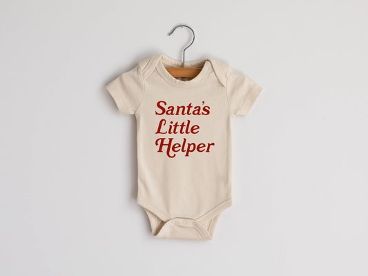"Santa's Little Helper" | Cream Organic Baby Bodysuit