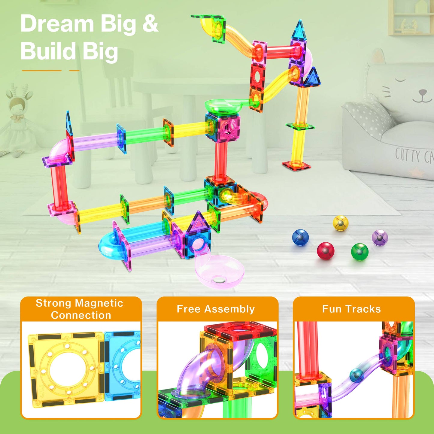 PicassoTiles Magnetic (Marble Run) Set