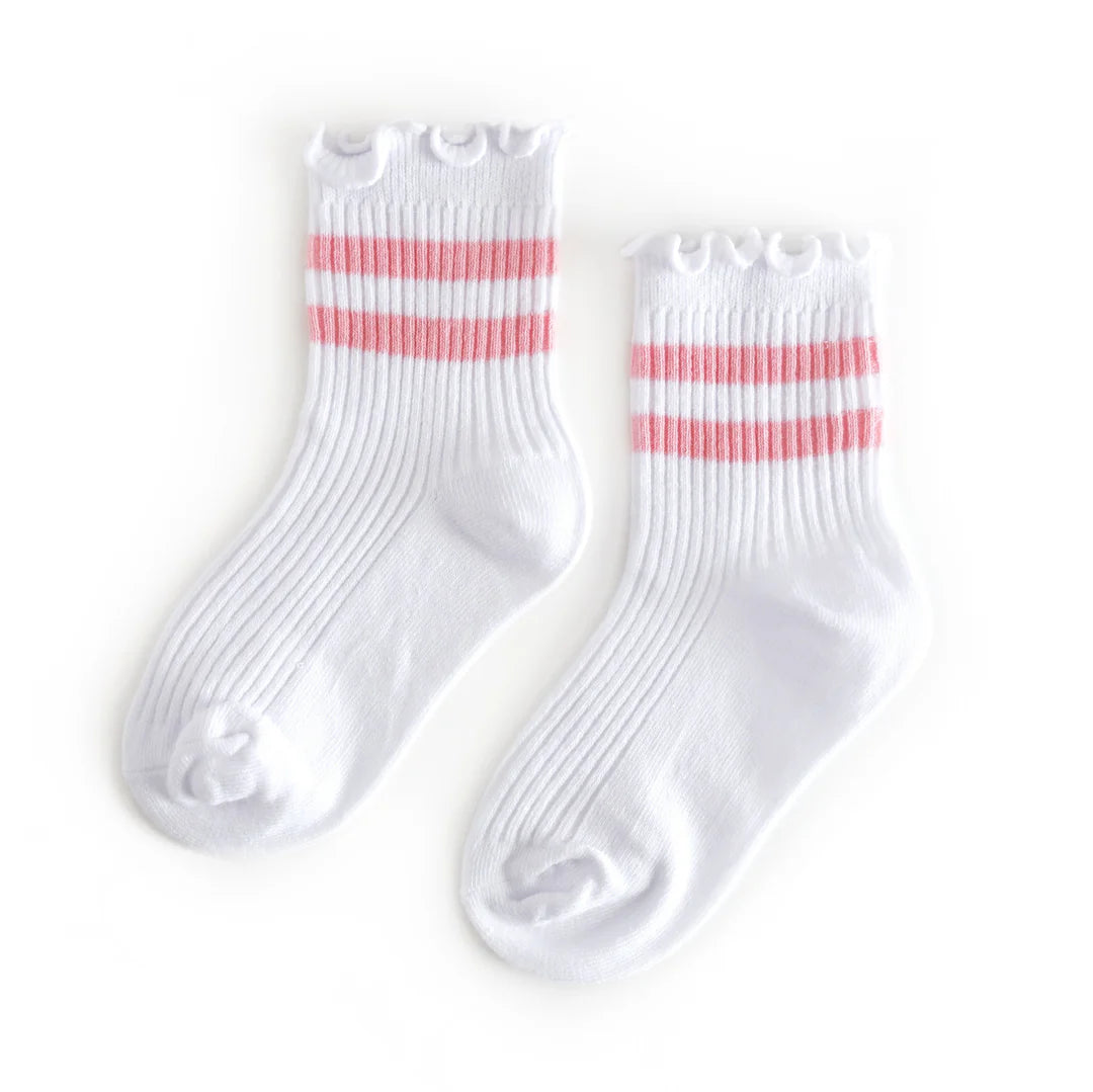 Ribbed Lettuce Trim Midi Socks | Blossom Stripe