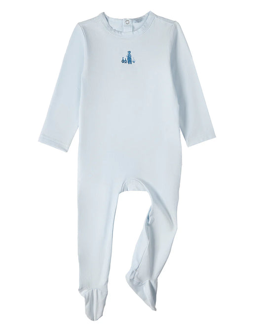 Boy and his Waddling Ducks Footie - Pearl Blue