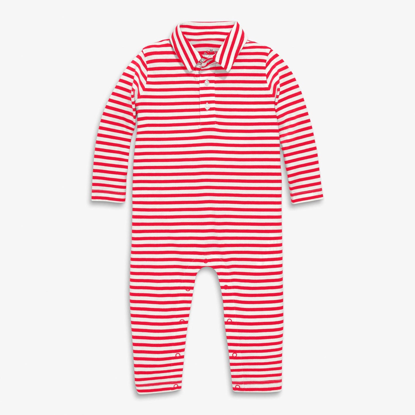 Baby Long Sleeve Polo Romper In Stripe