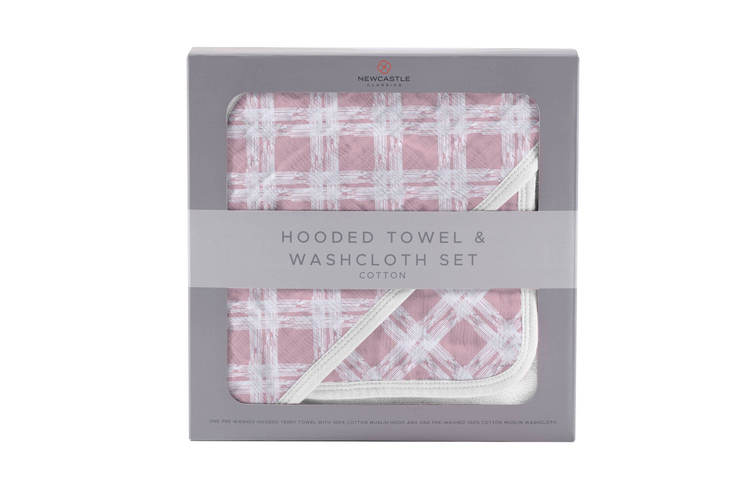 Pink Plaid - Hooded Towel and Washcloth Set