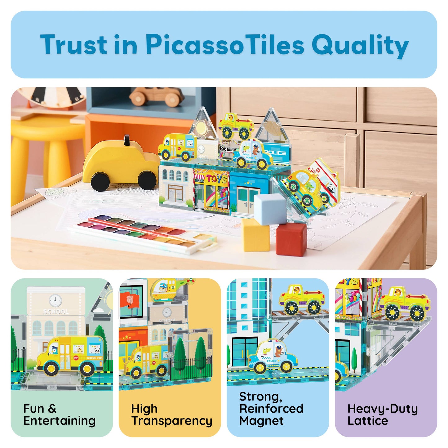 PicassoTiles 26pc (City Theme) Magnetic Tile Building Set