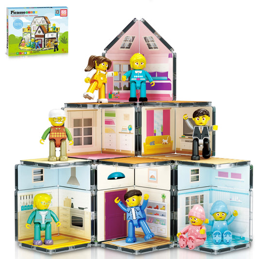 Magnet Tile Building Blocks Family Homestead Dollhouse
