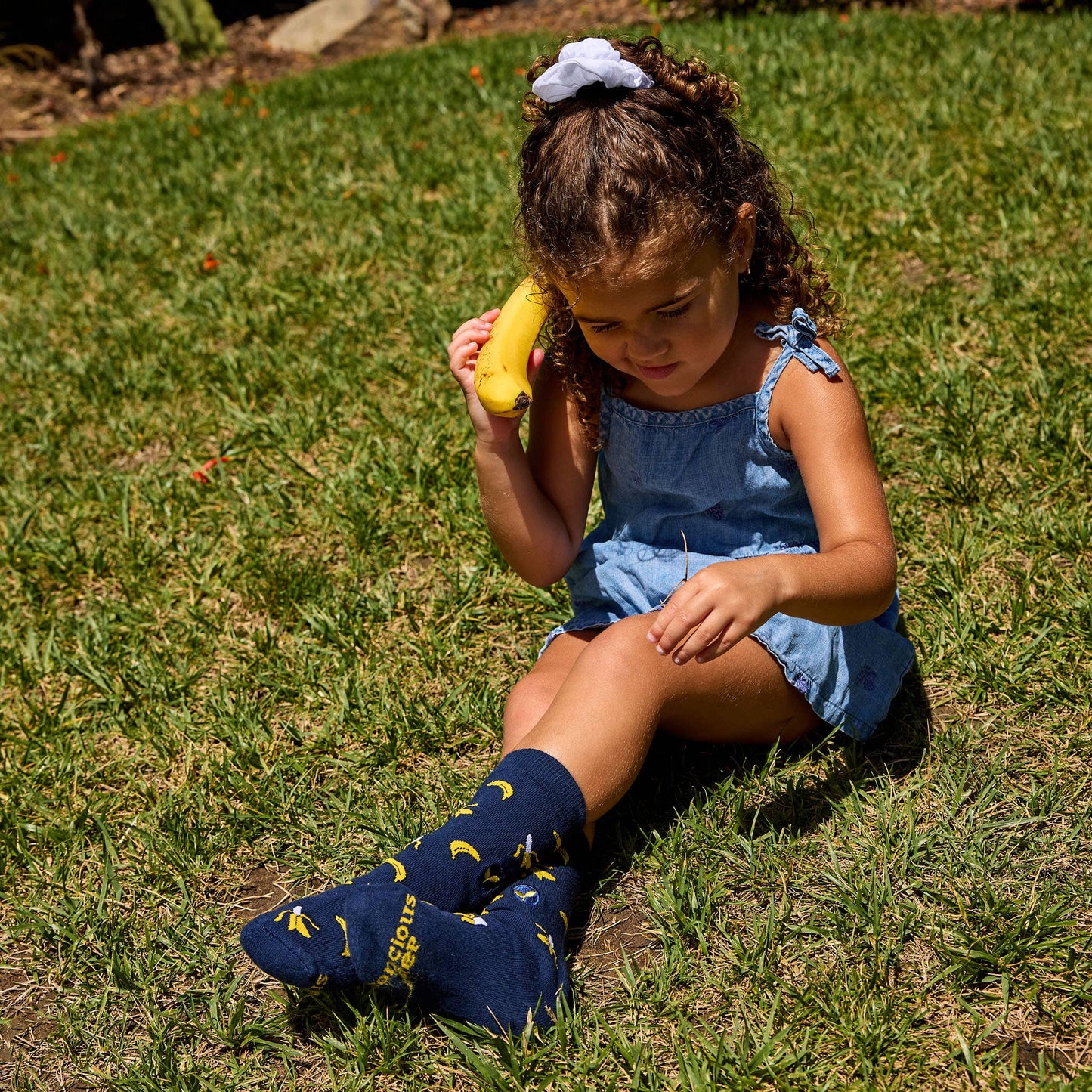Kids Socks that Plant Trees (Navy Bananas)