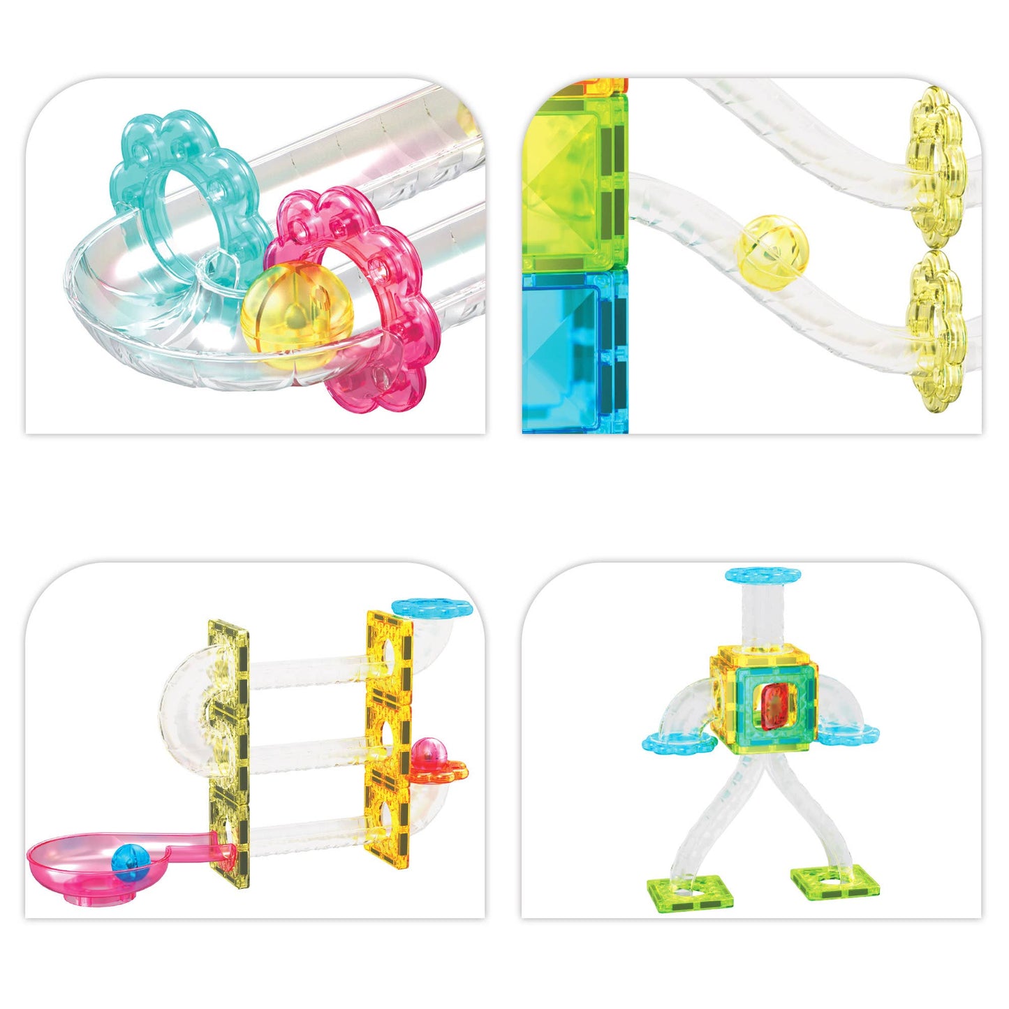 60 Piece Mini Magnetic Marble Run Track Set