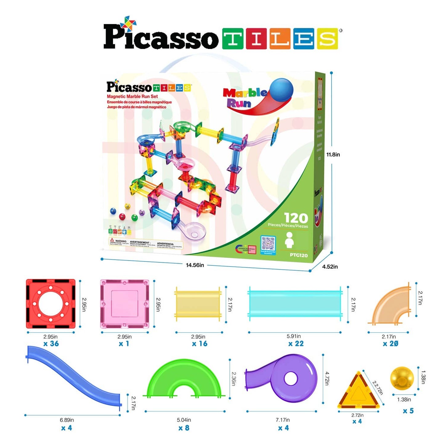 PicassoTiles Magnetic (Marble Run) Set