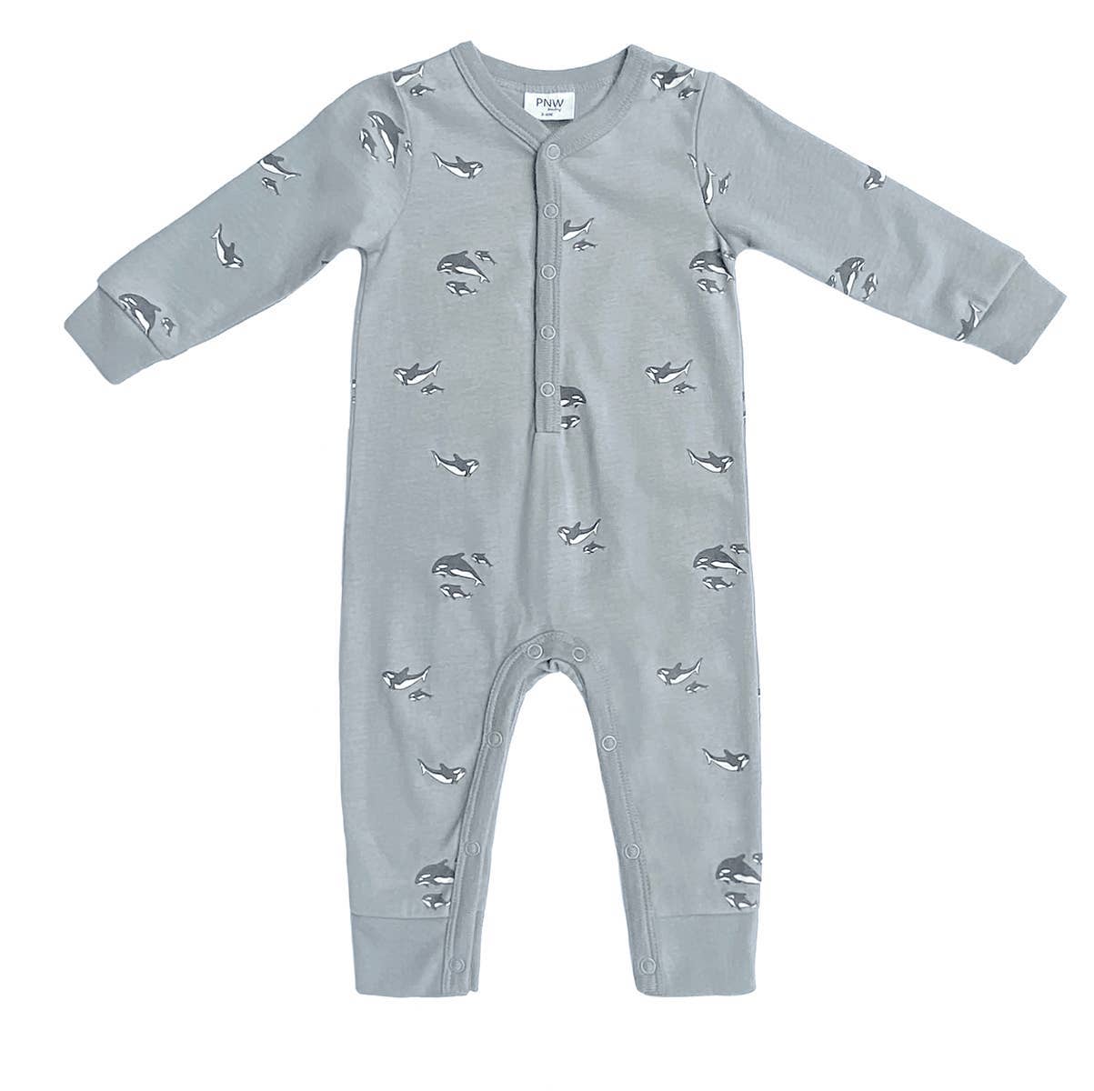 PNW Baby Snap Romper- Orcas