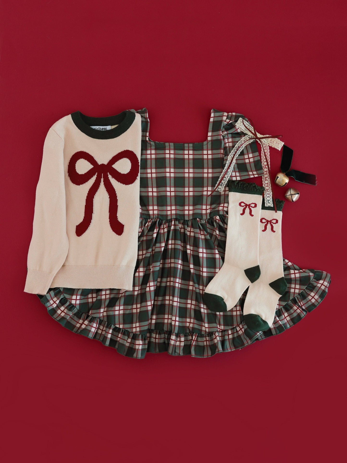 Vanilla Bow Lace Top | Knee High Socks