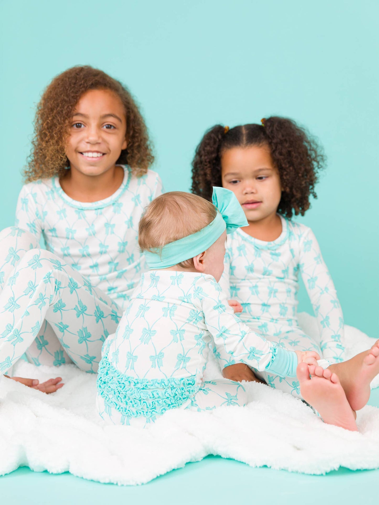 Girls Island Blue Big Bow Headband